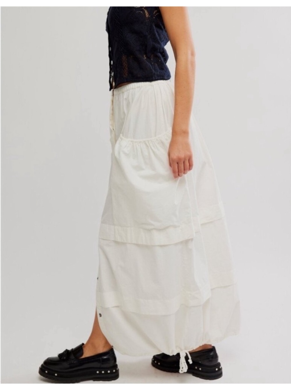 NWT Free people Eloise white cargo parachute maxi skirt -S - Picture 4 of 5